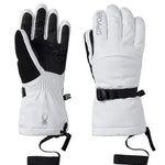 Women’s ski gloves in black and white with padded cuff and adjustable wrist strap