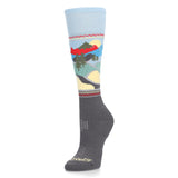 Spyder Women's Sweep Ski Socks 2025 - A pair of light blue ski socks with a subtle pattern and a small white logo on the top.