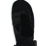 Spyder Girls' Finn Ski Mitt - Black mitt with textured black leather palm and thumb, black fleece back, and black strap on wrist.
