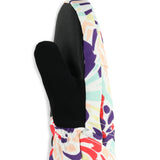 Spyder Girls' Cubby Ski Mitt 2025 - A black, purple, and pink mitt with a white background and abstract shapes.