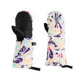 Spyder Girls' Cubby Ski Mitt - A pair of mittens with a purple, red, and green abstract pattern on a white background.