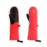 Spyder Girls' Cubby Ski Mitt - A pair of red mittens with a black strap and a white logo on the back.