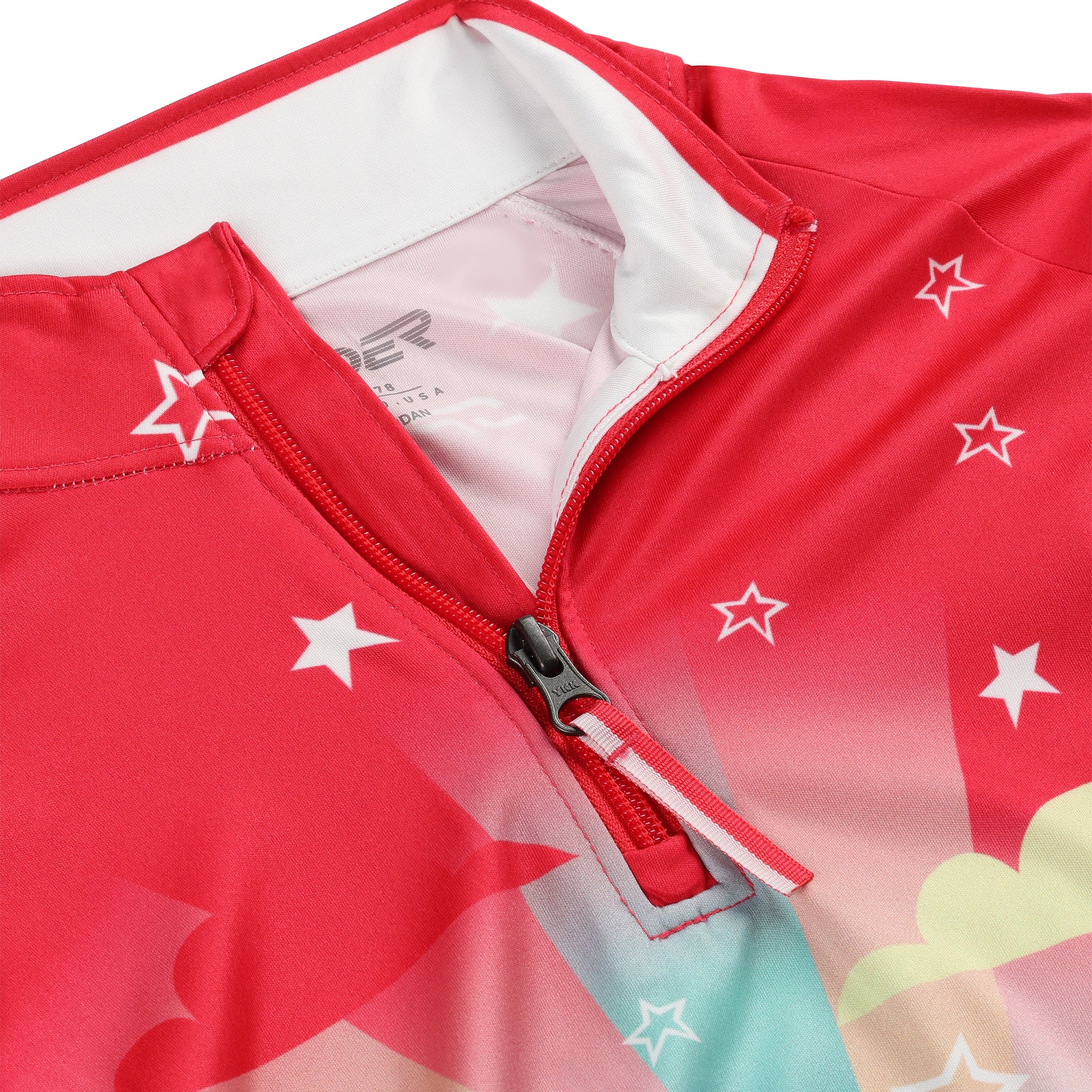 Spyder Girl's Surface 1/2 Zip Top - A pink top with a white zipper and a logo on the left chest area.