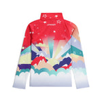 Spyder Girl's Surface 1/2 Zip Top 2025 - A pink zip-up top with a white logo on the chest and a small pocket on the left side.