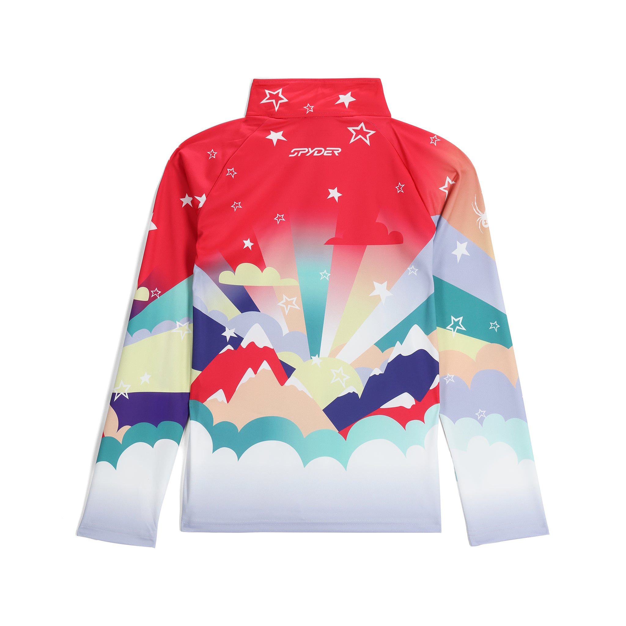 Spyder Girl's Surface 1/2 Zip Top 2025 - A pink zip-up top with a white logo on the chest and a small pocket on the left side.