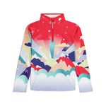 Spyder Girl's Surface 1/2 Zip Top 2025 - A pink top with a white zipper and a logo on the left chest.