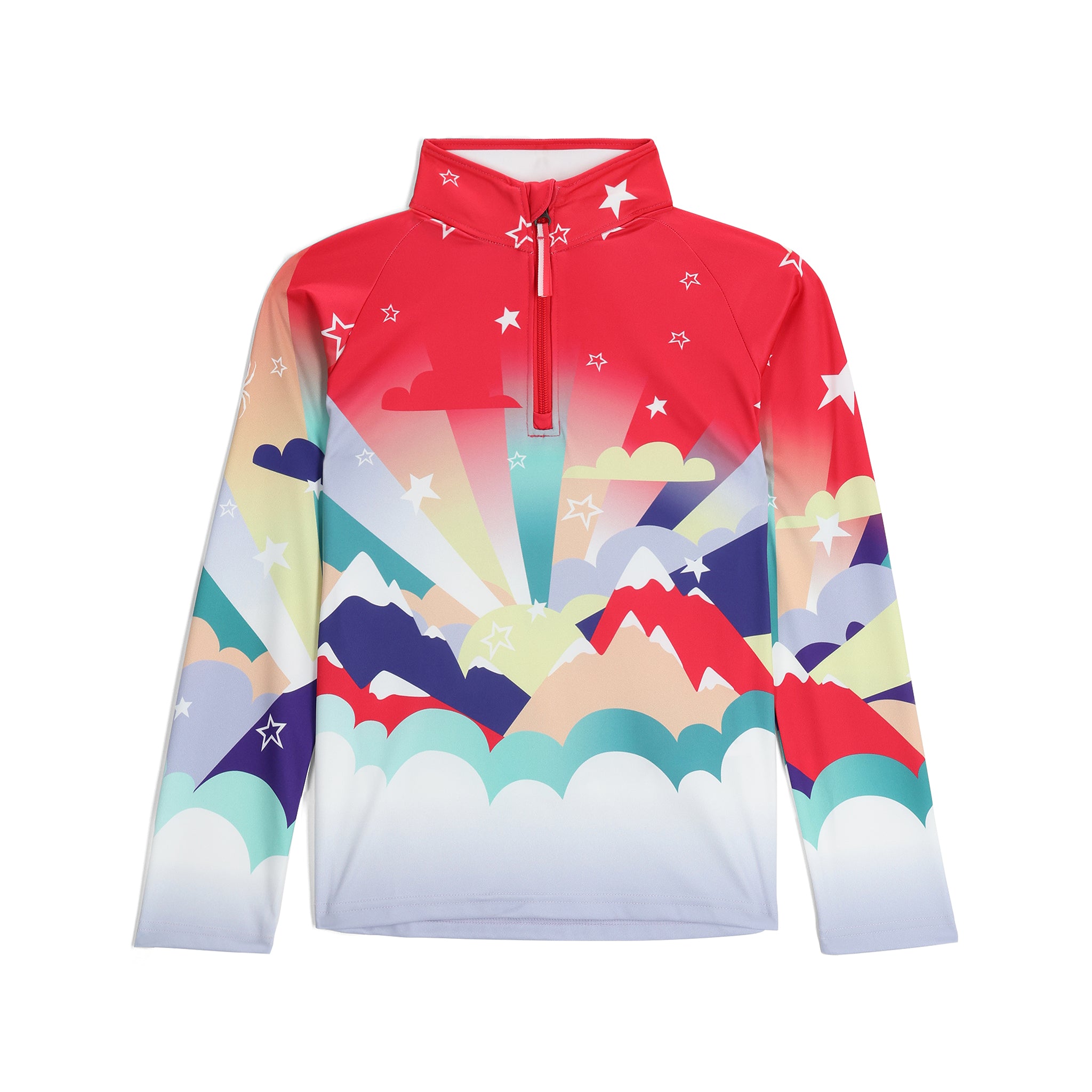 Spyder Girl's Surface 1/2 Zip Top 2025 - A pink top with a white zipper and a logo on the left chest.