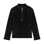 Spyder Junior Girls' Shimmer Bug 1/2 Zip 2025 - A black zip-up jacket with a shiny, sparkly pattern on the front.