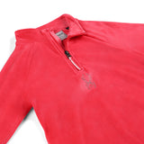 Spyder Junior Girls' Shimmer Bug 1/2 Zip 2025 - A pink fleece jacket with a zipper and a logo on the chest.