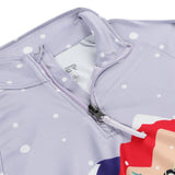 Spyder Girls' Reflect 1/2 Zip Top 2025 - A light purple top with white polka dots and a zipper down the front.