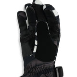 Spyder Girl's Synthesis Ski Gloves 2025 - A pair of black gloves with a white logo on the wrist and a textured palm.