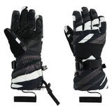 Spyder Girl's Synthesis Ski Gloves 2025 - A pair of black and white gloves with a camouflage pattern, featuring a strap on the wrist.