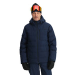 Spyder Bromont Insulated Jacket - A navy blue jacket with a black zipper and two zippered pockets on either side.