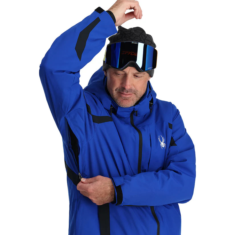Spyder Guardian Insulated Jacket 2025 - A royal blue jacket with black accents and a white logo on the left chest.
