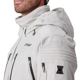 Light grey Spyder insulated jacket with hood, front zip, chest pockets, vented panels.
