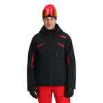 Spyder Leader Insulated Jacket - Black jacket with red accents on chest, sleeves and hood.