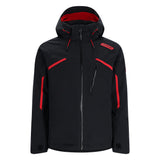 Spyder Leader Insulated Jacket 2025 - Black jacket with red accents on chest and sleeves, zippered pockets, and hood.