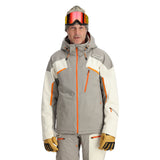 Spyder Leader Insulated Jacket 2025 - A grey jacket with orange accents and a white Spyder logo on the left chest.