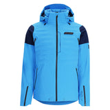 Spyder Pinnacle Insulated Jacket 2025 - A light blue jacket with a black zipper and two zippered pockets on either side.
