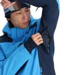 Spyder Primer Insulated Jacket - A light blue jacket with a darker blue stripe down the side and black zippers.