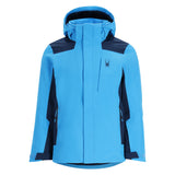 Spyder Primer Insulated Jacket 2025 - A light blue jacket with a darker blue shoulder panel and black zipper.