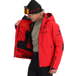Spyder Monterosa Insulated Jacket 2025 - A red insulated jacket with black accents and a black zipper on the chest pocket.
