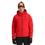 Spyder Monterosa Insulated Jacket 2025 - A red ski jacket with a black zipper and two zippered pockets on the chest.
