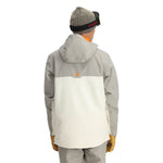 Spyder Men's All Out Insulated Anorak Jacket 2025 - A black and grey jacket with a hood, featuring a zippered front and two pockets on either side.