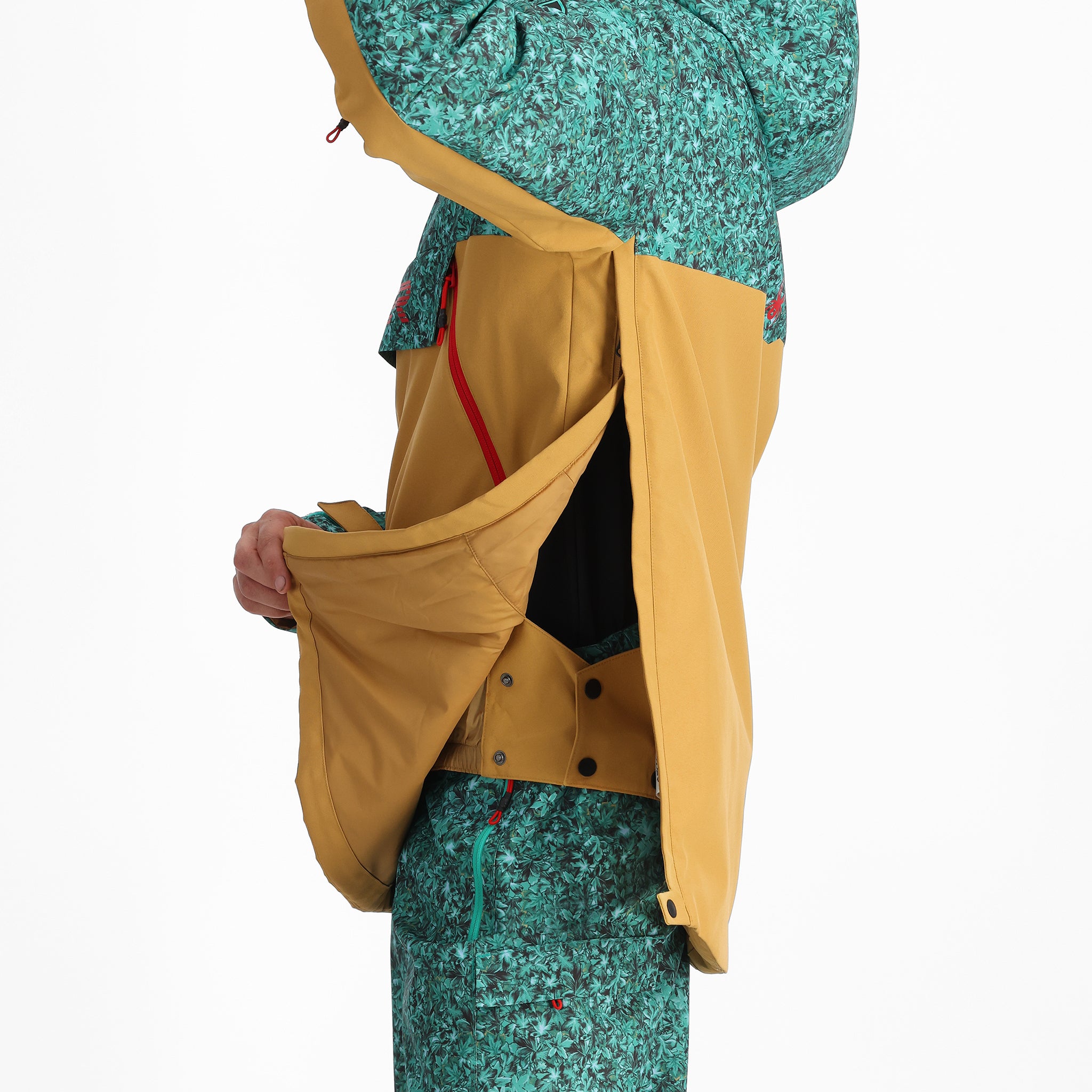 Spyder Men's All Out Insulated Anorak Jacket - A black jacket with a red logo on the left chest and a white zipper pull.