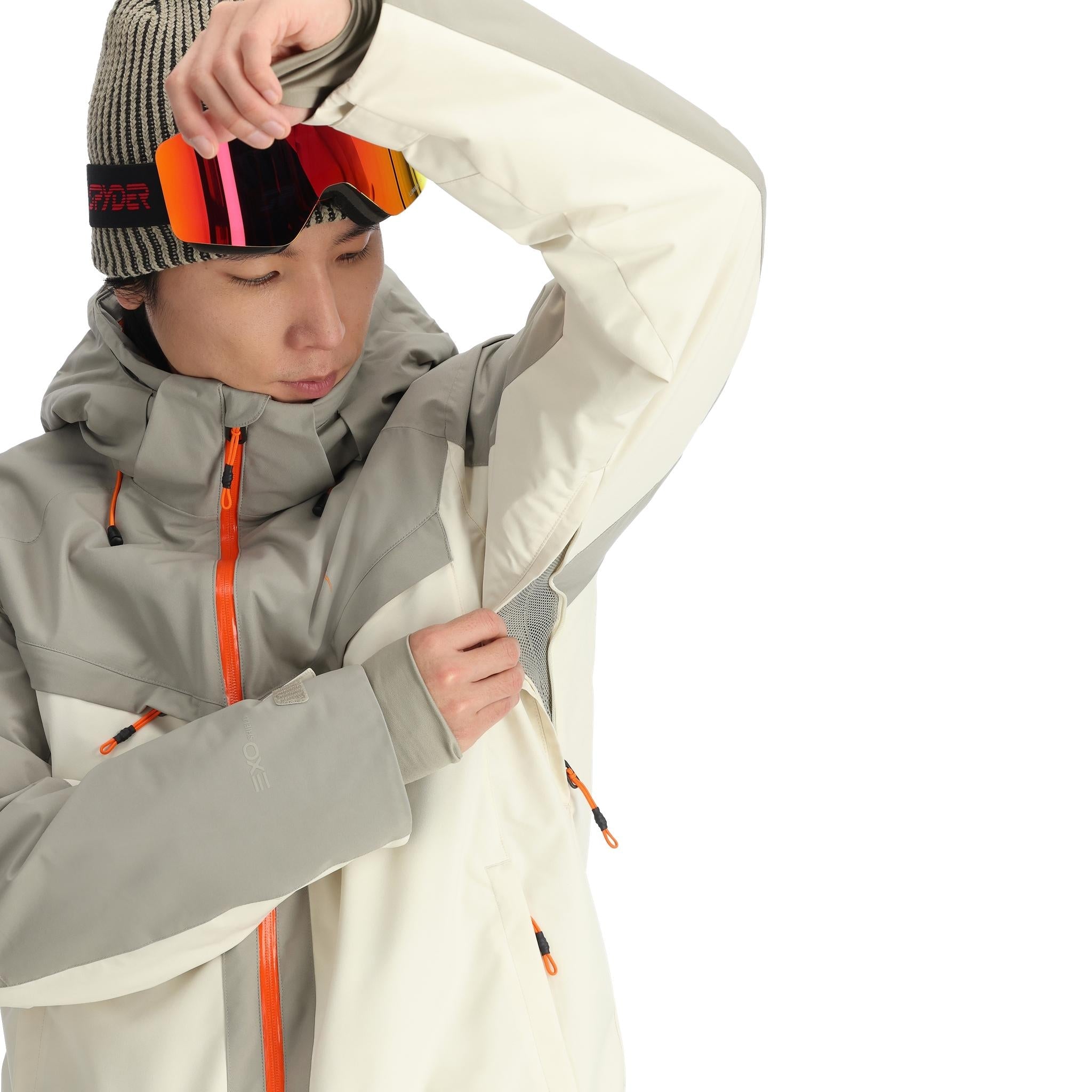 Spyder Copper Insulated Jacket - A black jacket with copper-colored accents on the zipper and logo.