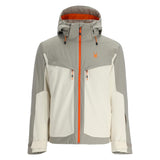 Spyder Copper Insulated Jacket 2025 - A grey jacket with a copper-colored zipper and logo on the left chest, featuring an orange lining visible inside the hood.