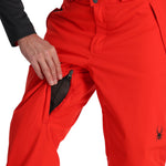Spyder Men's Boundary Insulated Pants - Black pants with a subtle pattern of thin, diagonal stripes on the upper thigh area.