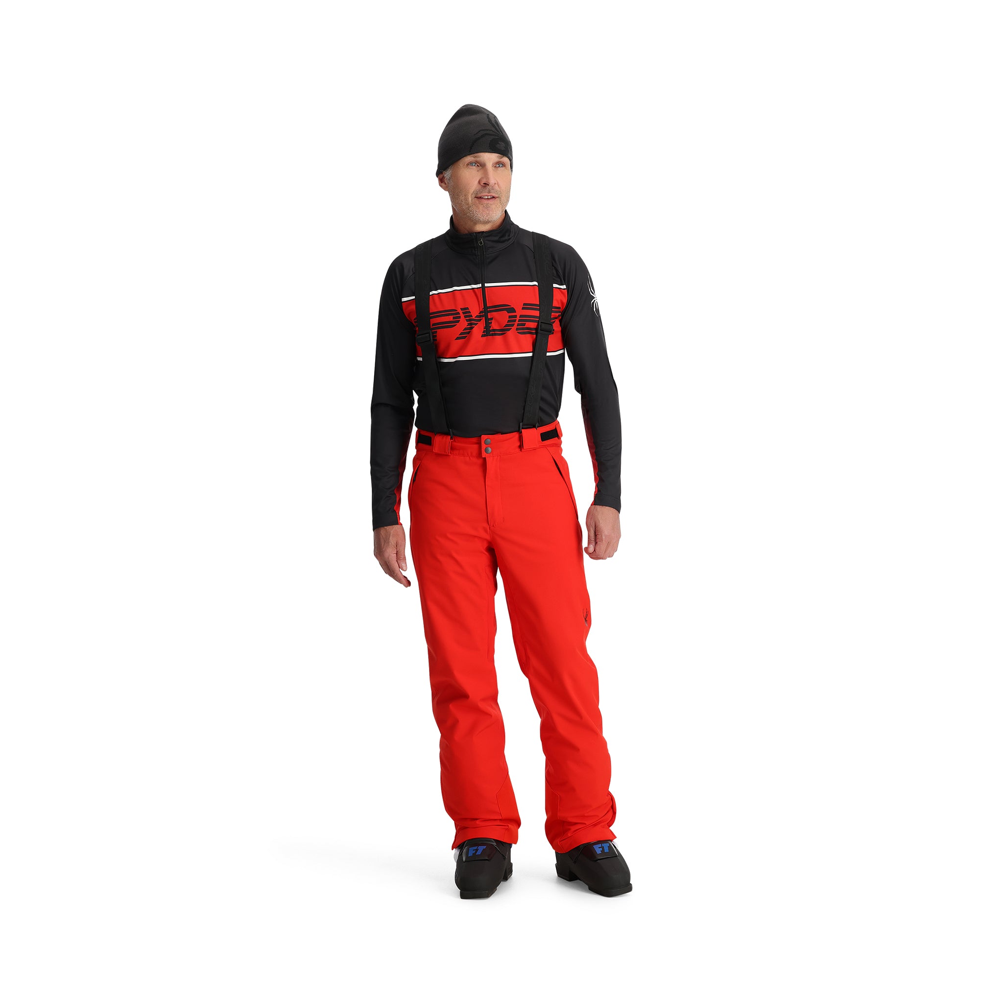 Spyder Men's Boundary Insulated Pants - Black pants with white stripe down side and black logo on left leg.