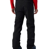Black insulated ski pants with adjustable waistband and zip fly