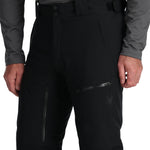 Spyder Men's Dare Insulated Pant Tall - Black pants with a subtle pattern of thin white lines on the upper thigh area.