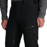 Spyder Men's Dare Insulated Pant Tall - Black pants with a subtle pattern of thin white lines on the upper thigh area.
