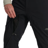 Spyder Men's Bormio Insulated Pants - Black pants with a zippered pocket on the right thigh and a logo patch on the left leg.