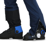 Spyder Men's Bormio Insulated Pants 2025 - Black insulated ski pants with a subtle pattern of thin white lines on the left leg.