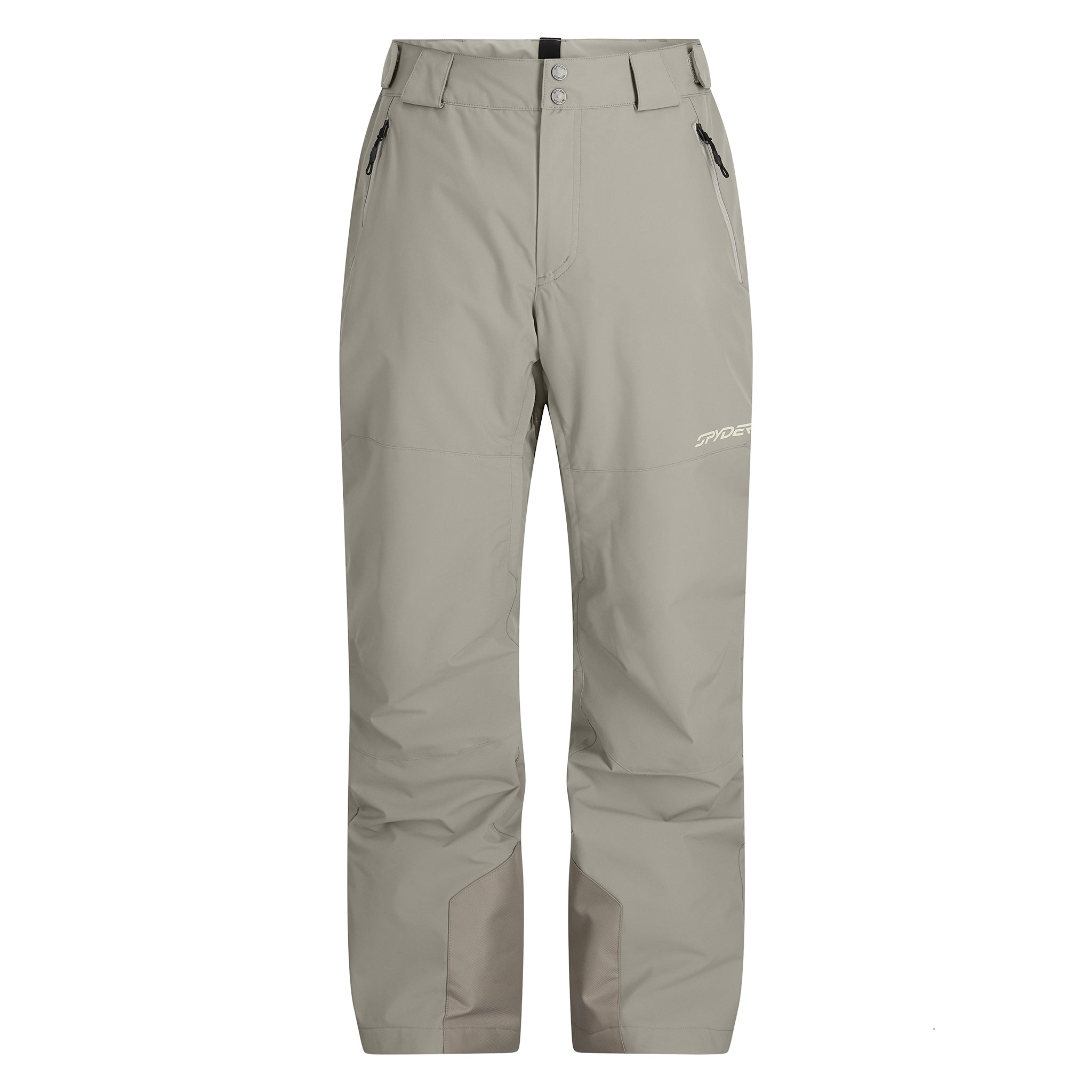 Spyder Men's Sentinel Insulated Pants 2025 - A pair of khaki-colored insulated pants with a zippered fly and two front pockets.