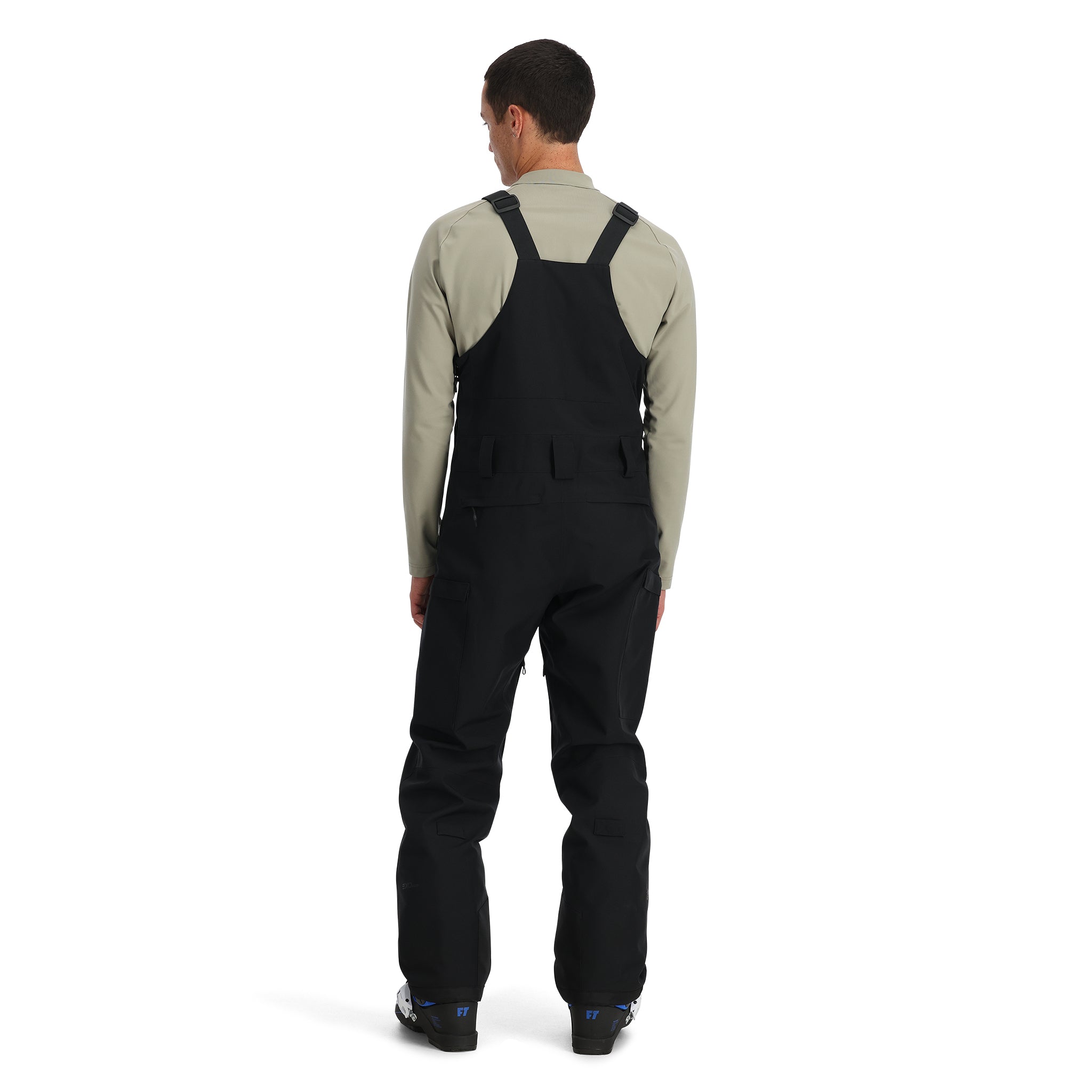 Spyder Men's Terrain Insulated Bib Pants - Black bib pants with adjustable straps and zippered pockets.