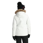 Spyder Women's Skyline Insulated FF Jacket 2025 - A white jacket with a fur-lined hood and faux-fur trim on the pockets.