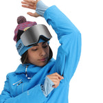 Spyder Women's Temerity Insulated Jacket - A black jacket with a white logo on the left chest and a zipper closure.