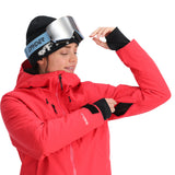 Spyder Women's Temerity Insulated Jacket - A red ski jacket with a black zipper and two zippered pockets on the front.
