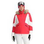 Spyder Women's Vida Insulated Faux Fur Jacket 2025 - A women's insulated jacket with a faux fur trim on the hood and two zippered pockets.