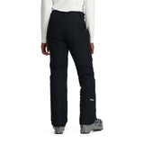 Spyder Women's Section Insulated Pants 2025 - Black pants with a subtle white logo on the left thigh and a small black zipper pull on the right pocket.