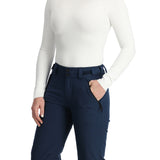 Spyder Women's Section Insulated Pants 2025 - Dark-colored, insulated ski pants with a zippered pocket on the side and a belt loop at the waist.