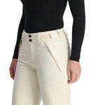 Spyder Women's Section Insulated Pants 2025 - Black insulated ski pants with a zippered pocket on the side and a white logo patch near the left hip.