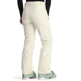 Spyder Women's Section Insulated Pants 2025 - Beige snow pants with a zippered pocket on the thigh and a small logo patch near the bottom of the leg.