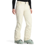Spyder Women's Section Insulated Pants 2025 - Beige snow pants with a zippered pocket on the thigh and a small logo patch near the left ankle.