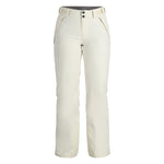 Spyder Women's Section Insulated Pants 2025 - Beige snow pants with a black logo on the left thigh and two zippered pockets on the side.